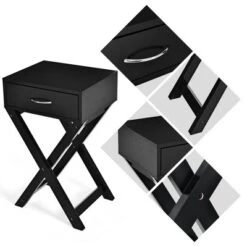Costway 2PCS Nightstand X-Shape Drawer Accent Side End Table Modern Home Furniture Black -Furniture Specialty Store GUEST 35edfd04 0fd4 44a2 acc4 766e00ae3750