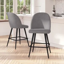 Merrick Lane Set Of 2 Modern Armless Counter Stools With Contoured Backs, Steel Frames, And Integrated Footrests -Furniture Specialty Store GUEST 35f1708a 993c 4f70 8bc0 eacc8dde99b5