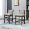 HOMCOM 25.5" Counter Height Bar Stools Set Of 2, PU Leather Kitchen Stool, Upholstered Bar Chairs With Back, Wood Legs, Gray -Furniture Specialty Store GUEST 36a3d4ad a7fc 4624 a13c d9bd64f91065
