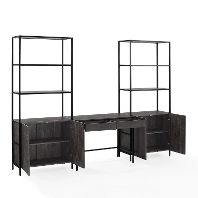 3pc Jacobsen Desk And Large Etagere Set Brown Ash - Crosley 10 3pc Jacobsen Desk And Large Etagere Set Brown Ash - Crosley - Image 8