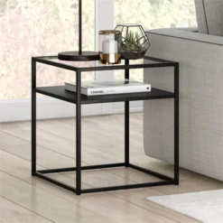 Metal Industrial Side Table In Black And Bronze Finish - Henn&Hart -Furniture Specialty Store GUEST 37b6411d 1c3a 4f85 bc47 88c4a46c3458