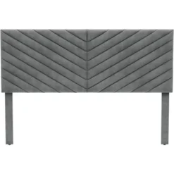 Queen Crestwood Upholstered Chevron Pleated Headboard With USB Ports Gray - Hillsdale Furniture -Furniture Specialty Store GUEST 3a4e9d8d 4a73 4685 8a57 e89d1f2a8b95