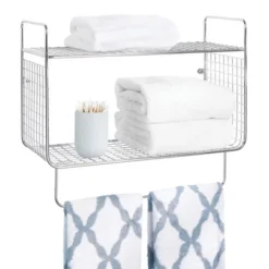 MDesign 2 Tier Storage Organizer Bath Shelf With Towel Bar, Wall Mount -Furniture Specialty Store GUEST 3af777fc c3f9 42c6 ba0b d1757fdda39e