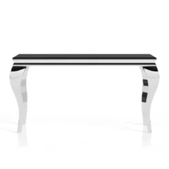 Forge Glam Glass Top Sofa Table Black/Silver - MiBasics -Furniture Specialty Store GUEST 3b1d24a2 056d 4778 ac97 aa94b7d4783a