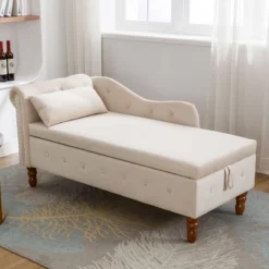 Bedroom Velvet Chaise Longue With Storage, Pillow And Nailhead Accents - ModernLuxe -Furniture Specialty Store GUEST 3b3a8cc3 544a 4094 bc54 7434b4da0af3