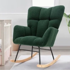 Epping Accent Modern Armchair Faux Shearling Fabric Nursery Glider Rocker, Wingback Chair Rocking Chairs-Maison Boucle -Furniture Specialty Store GUEST 3b592f4d 9f9a 4a45 9ed8 f7bba461b04a