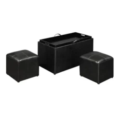 Sheridan Storage Bench W/2 Side Ottomans Black - Breighton Home -Furniture Specialty Store GUEST 3b64be25 fc77 4711 b192 d6a2c18aea9b