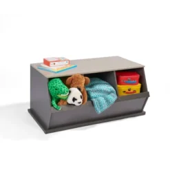 Badger Basket 3 Bin Stackable Storage Cubby Charcoal/Gray Woodgrain -Furniture Specialty Store GUEST 3bcdeb8f 5700 4ffd b54e 8acb17407c24
