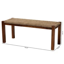 Hermes Natural Seagrass And Mahogany Wood Bench Walnut Brown - Bali & Pari -Furniture Specialty Store GUEST 3bea0cd4 c152 4003 bd20 27e25d9c2c89