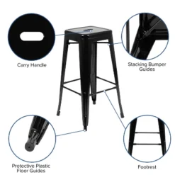 Emma And Oliver 4 Pack 30" High Metal Indoor Bar Stool - Stackable Stool -Furniture Specialty Store GUEST 3cb8cbbc ea79 4d59 bc6c 88c52fba09ec