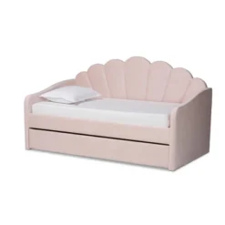 Timila Velvet Fabric Upholstered Daybed With Trundle Light Pink - Baxton Studio -Furniture Specialty Store GUEST 3cf75b37 473e 4eeb bb5b 1df2ea131a78