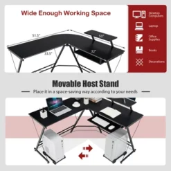 Costway L Shaped Computer Desk Home Office Workstation W/ Movable Monitor Stand -Furniture Specialty Store GUEST 3d7c3a58 a62b 4404 90fb 6a33bec2cd79