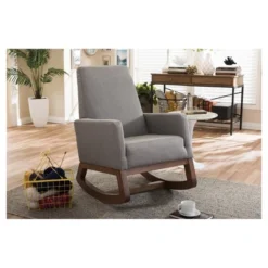 Yashiya Mid - Century Retro Modern Fabric Upholstered Rocking Chair - Baxton Studio -Furniture Specialty Store GUEST 3d862a91 df19 413e b883 54939ac34490