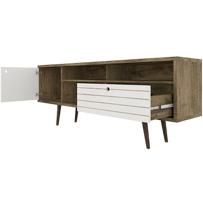 Costway Modern TV Stand/Console Cabinet 3 Shelves Storage Drawer Splayed Leg Wood/White 11 Costway Modern TV Stand/Console Cabinet 3 Shelves Storage Drawer Splayed Leg Wood/White - Image 9
