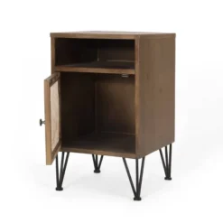 Pilster Contemporary End Table With Storage Walnut/Natural/Black - Christopher Knight Home -Furniture Specialty Store GUEST 3ec45422 f98d 4b9c 8c87 6f001645d307