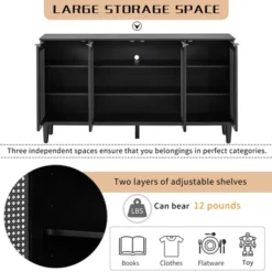 60" Generous Storage Sideboard With Faux Rattan Door - ModernLuxe 16 60" Generous Storage Sideboard With Faux Rattan Door - ModernLuxe -Furniture Specialty Store GUEST 3ed52069 08a3 436e a90a 000039f96701