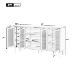 60" Generous Storage Sideboard With Faux Rattan Door - ModernLuxe 15 60" Generous Storage Sideboard With Faux Rattan Door - ModernLuxe -Furniture Specialty Store GUEST 3f588954 a417 4d37 9b3c 034f562e982d