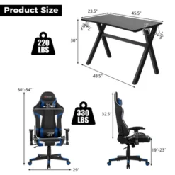 Costway X-Shaped Gaming Desk & Racing Style Massage Chair Set Home Office Black+White/Blue/Grey/Red -Furniture Specialty Store GUEST 3f6f4810 fcc8 41f9 9b88 acf5626eb94c