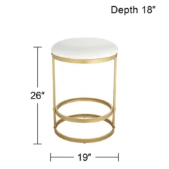 55 Downing Street Gold Bar Stool 26" High Modern White Fabric Cushion With Footrest For Kitchen Counter Height Island Home House -Furniture Specialty Store GUEST 3f720159 ed0f 4d18 8b51 19affd6901d6