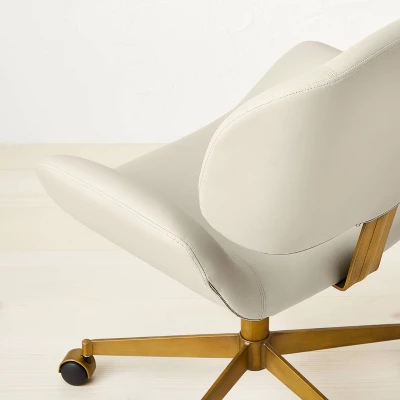 Mahonia Faux Leather Office Chair Cream/Aged Brass - Opalhouse™ Designed With Jungalow™ 6 Mahonia Faux Leather Office Chair Cream/Aged Brass - Opalhouse™ Designed With Jungalow™ - Image 4