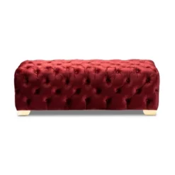 Avara Velvet Button Tufted Bench Ottoman - Baxton Studio -Furniture Specialty Store GUEST 3f883d62 ca41 415f 9026 9c84779f8660
