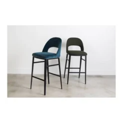 Omolara Counter Height Barstool Teal Velvet Blue - Alder Bay