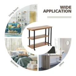 Costway Patented Sofa Side End Table 360° Rotating Bookcase W/Storage Shelves & Wheels Brown/Rustic Brown/Natural -Furniture Specialty Store GUEST 41582a58 9163 4b5c 8f44 a67d10490dc5