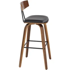 Elm Lane Westwood Wood Swivel Bar Stools Set Of 2 Natural 31" High Farmhouse Rustic Black Faux Leather For Kitchen Counter Height Island -Furniture Specialty Store GUEST 41584efb 1553 485d a09c 79a44f385e15