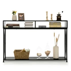 Costway Steel Frame Console Table With Open Shelf And Storage Compartments Black 17 Costway Steel Frame Console Table With Open Shelf And Storage Compartments Black -Furniture Specialty Store GUEST 421b4f07 000f 4c17 baef d2e90f42b15c