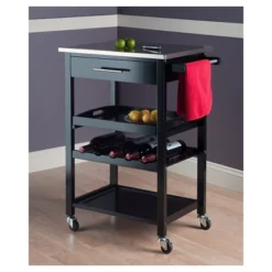 Anthony Stainless Steel Top Kitchen Cart Wood/Black - Winsome -Furniture Specialty Store GUEST 424356c5 f670 4cbd a02b 895c7979a124