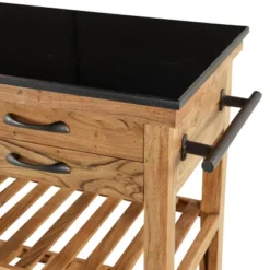 Coastal Wood Kitchen Cart Brown - Olivia & May 24 Coastal Wood Kitchen Cart Brown - Olivia & May -Furniture Specialty Store GUEST 4258de58 a328 4702 9ee2 84866d716406