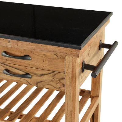 Coastal Wood Kitchen Cart Brown - Olivia & May 6 Coastal Wood Kitchen Cart Brown - Olivia & May - Image 4