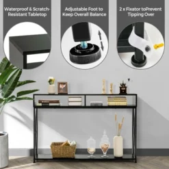 Costway Steel Frame Console Table With Open Shelf And Storage Compartments Black 15 Costway Steel Frame Console Table With Open Shelf And Storage Compartments Black -Furniture Specialty Store GUEST 427324c3 3f2b 4868 be9a f74b9d2327be
