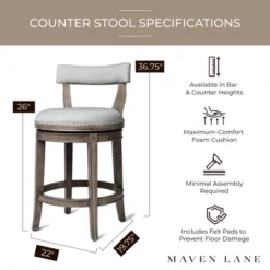Maven Lane Alexander Low-Back Kitchen Swivel Stool, Reclaimed Oak Finish -Furniture Specialty Store GUEST 42b8a8b3 1122 4911 b77c a2f305f3f220