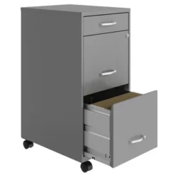 Space Solutions 18 Inch Wide Metal Mobile Organizer File Cabinet For Office Supplies & Hanging File Folders W/ Pencil Drawer & 3 File Drawers, Silver 8 Space Solutions 18 Inch Wide Metal Mobile Organizer File Cabinet For Office Supplies & Hanging File Folders W/ Pencil Drawer & 3 File Drawers, Silver -Furniture Specialty Store GUEST 42fd7402 3713 401d b092 38e512558d69