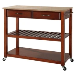 Natural Wood Top Kitchen Cart/Island With Optional Stool Storage - Crosley -Furniture Specialty Store GUEST 4322b712 b5b8 4f06 80c4 189f4810be1d