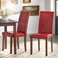 3pc Newark Parson Dining Set Walnut/Red - Buylateral -Furniture Specialty Store GUEST 43582e08 ab86 4c01 bdae e3798a275cb7