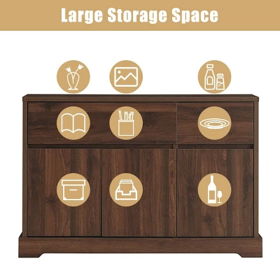 Costway Buffet Sideboard Console Table Server Cupboard Cabinet W/2 Storage Drawers 8 Costway Buffet Sideboard Console Table Server Cupboard Cabinet W/2 Storage Drawers - Image 6