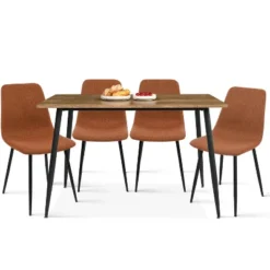 Charls+Bingo 5-Piece Metal Legs And 4 Upholstered Chairs Modern Rectangular Dining Table Furniture Set-The Pop Maison -Furniture Specialty Store GUEST 44487307 743f 4fe9 8c45 785707328dac