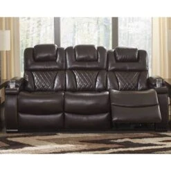 Warnerton Power Recliner Sofa With Adjustable Headrest Chocolate - Signature Design By Ashley