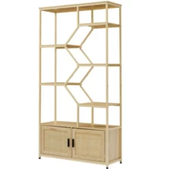 7-Tier Rattan Storage Bookshelf With 2 Doors, Natural – ModernLuxe -Furniture Specialty Store GUEST 4499964c 705b 4658 99c1 3a657c240e50