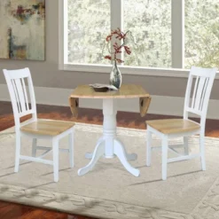 42" Drop Leaf Dining Table Set With 2 San Remo Splat Back Chairs White/Natural - International Concepts -Furniture Specialty Store GUEST 44d67840 eb2e 4efa 9556 29d331a8b2ce