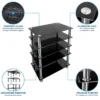 Mount-It! Tempered Glass AV Component Media Stand, Audio Tower And Media Center With 5 Shelves, 220 Lbs Total Capacity, Black Shelves Chrome Legs