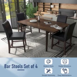 Costway Set Of 2/4 Bar Stools 25inch Counter Height Barstool Pub Chair W/Rubber Wood Legs -Furniture Specialty Store GUEST 46b4d78d eaab 4551 948c 67beecc66260