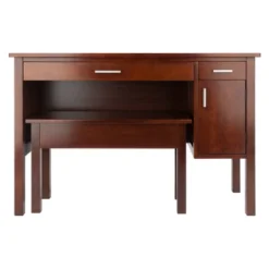 2pc Emmett Desk Set With Bench Walnut - Winsome -Furniture Specialty Store GUEST 46f8ae32 48b0 45a1 af50 b8b47b9ce9f0