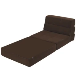 Costway Tri-Fold Fold Down Chair Flip Out Lounger Convertible Sleeper Bed Couch Dorm Brown -Furniture Specialty Store GUEST 4710c711 2f7f 4405 8f24 1e99ebe60c58