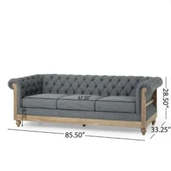 Saragus Chesterfield Tufted 3 Seater Sofa With Nailhead Trim Charcoal/Dark Brown - Christopher Knight Home -Furniture Specialty Store GUEST 4712abc4 75b6 4b30 9b2c 01a26ac3a356