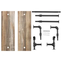 2-Tier Olivia Pipe Wall Shelf Unit With Hanging Rod Black/Rustic - Danya B. -Furniture Specialty Store GUEST 4740d31a cc43 4b75 9a13 329dc873db3a