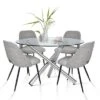 Eileen+Edwin 5-Piece Round Clear Glass Dining Table Set With 4 Upholstered Chairs -The Pop Maison -Furniture Specialty Store GUEST 475b0de7 a2e7 45e7 bf33 5a1cb5680610