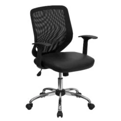Flash Furniture Mid-Back Mesh Tapered Back Swivel Task Office Chair With LeatherSoft Seat, Chrome Base And T-Arms -Furniture Specialty Store GUEST 47973e79 4221 4773 aeee 0b3d1449d30d